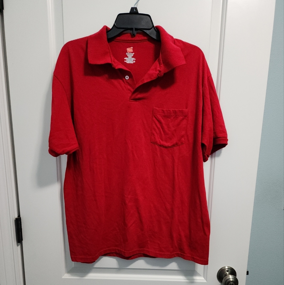 Hanes red collared shirt sz L